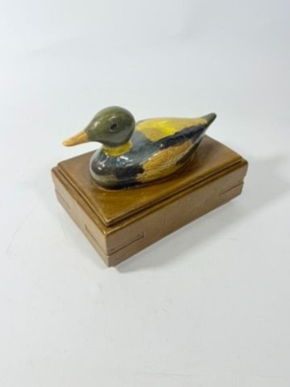 Trinket Cigar Box Duck Vintage Ceramic Hand Painted Mold Desk Dresser Accessorie - Picture 4 of 13